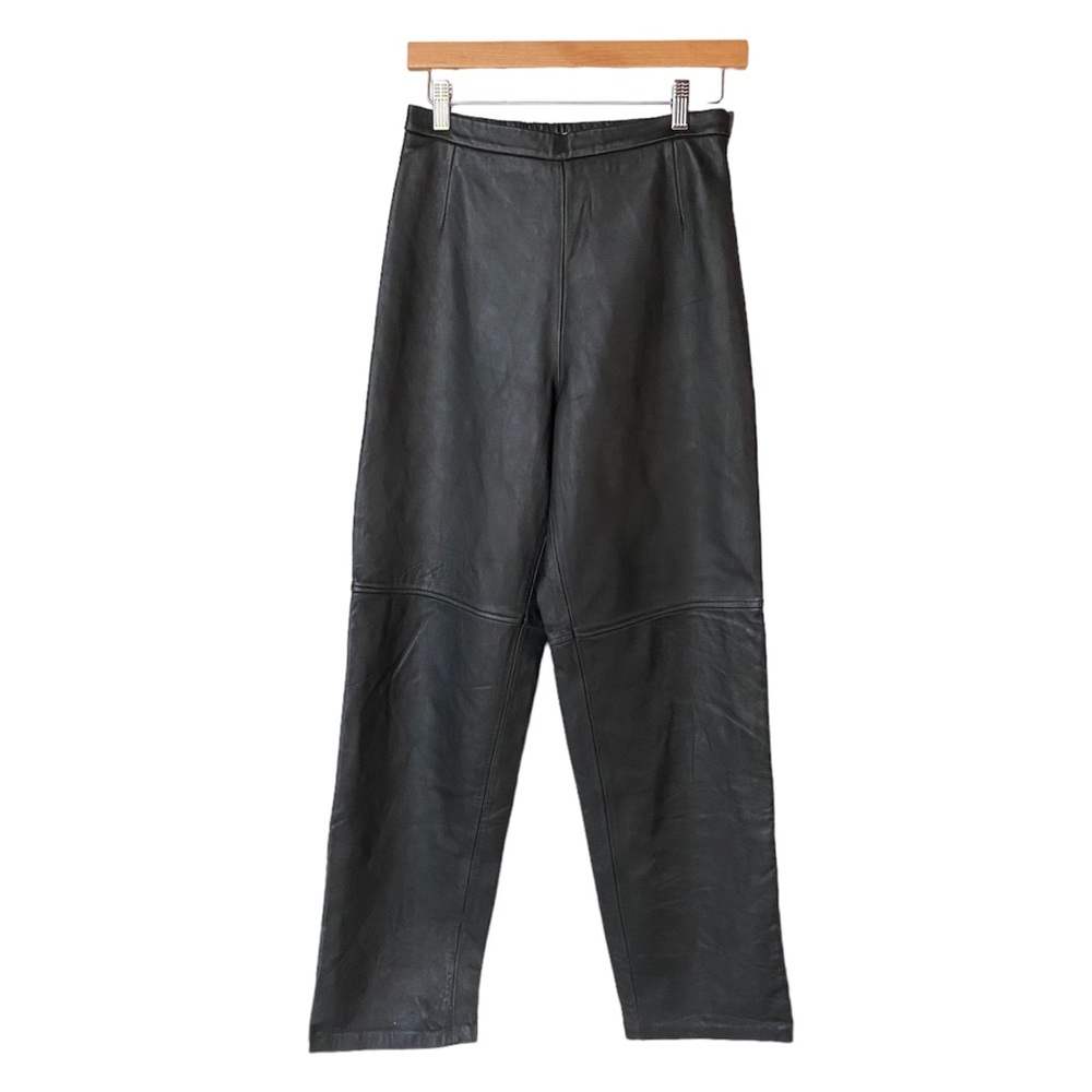 High-waisted Leather Black Pants Terry Lewis Women’s Size 6 Small Straight leg